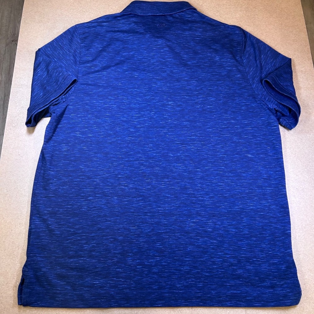 Cutter & Buck Carlisle Short Sleeve Button Polo Shirt Men's XL Space Dye Blue - Picture 9 of 10